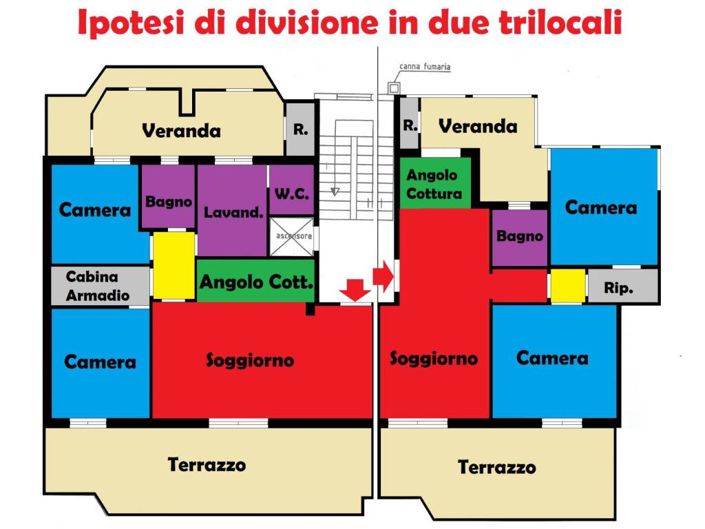 Planimetria ipotesi due appartamenti