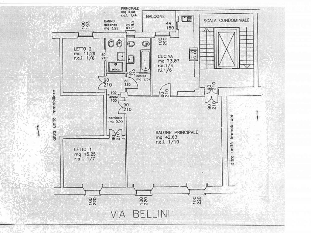 planimetria via Bellini 15 p.2°