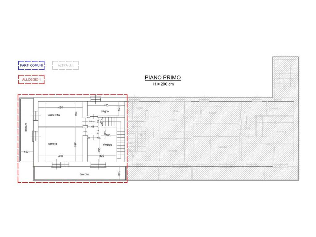 planimetria proposta di trasformazione del piano primo