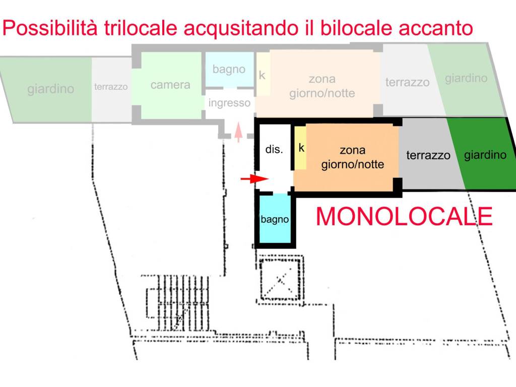 planimetria monolocale + bilocale