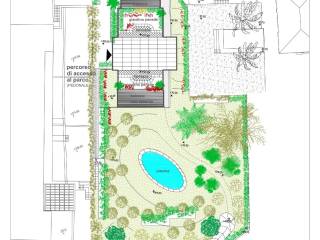 piano terra con giardino e piscina