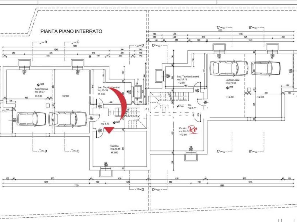 progetto planimetria piano interrato