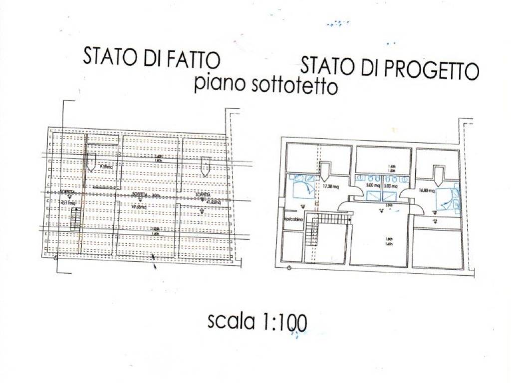 stato di fatto e progetto sottotetto