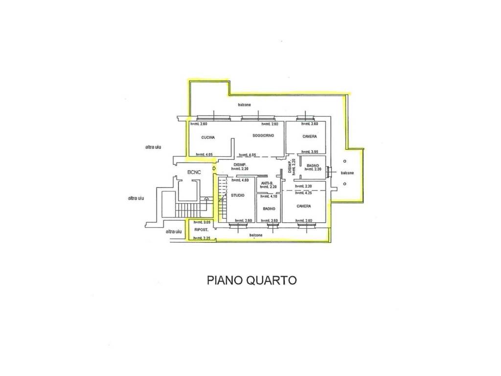 Pianta piano quarto