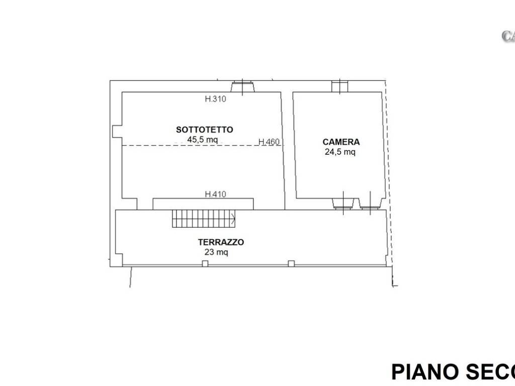 Planimetria piano secondo