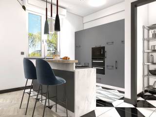 Rendering cucina con veranda