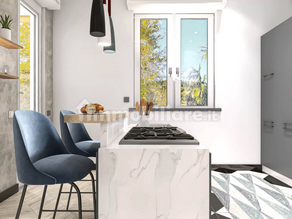 Rendering cucina con veranda