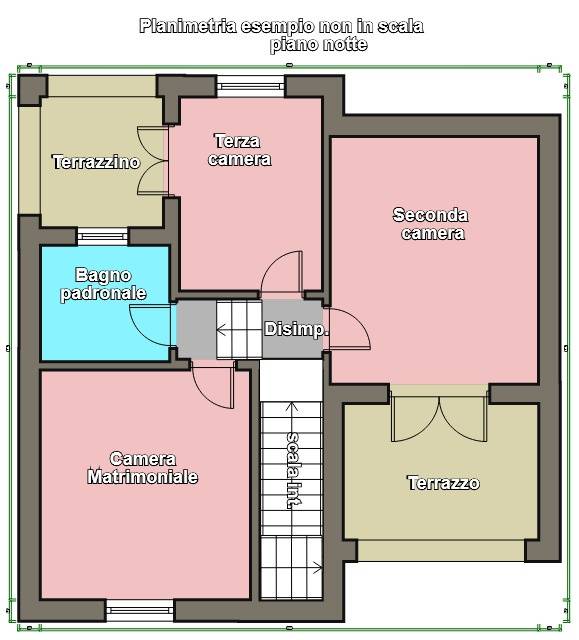 planimetria esempio piano notte non in scala