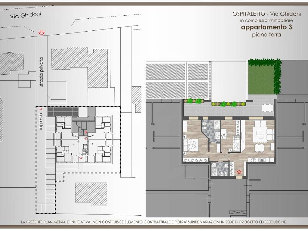 Trilocale Doppio Bagno con Portico e Giardino