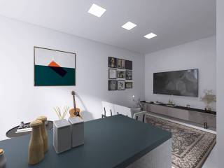 render soggiorno con angolo cottura