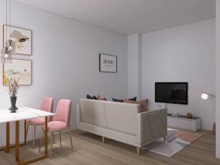 render soggiorno con angolo cottura