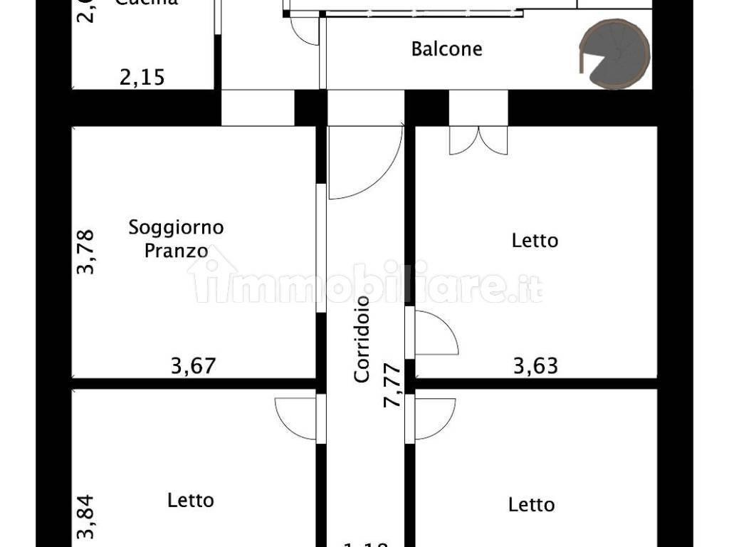 Planimetria 1°P. Int 3 con misure