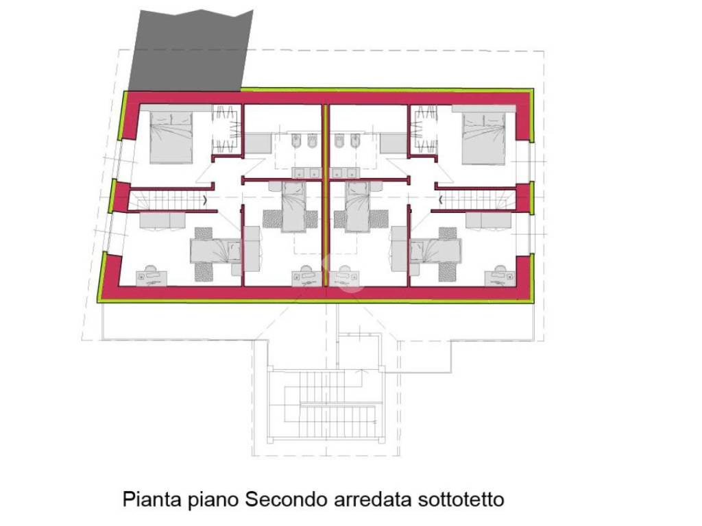 planimetria arredata piano sottotetto