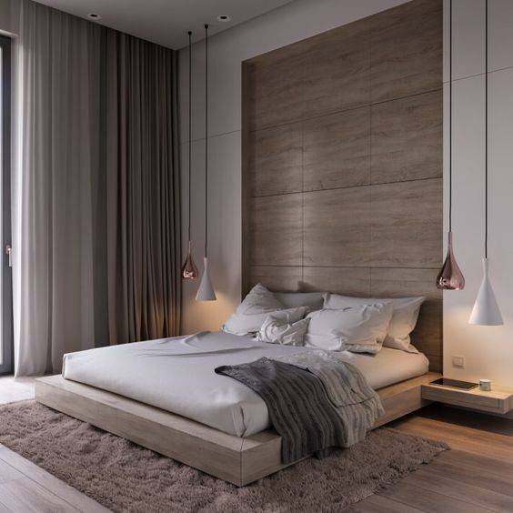 camera letto con parete in gres legno