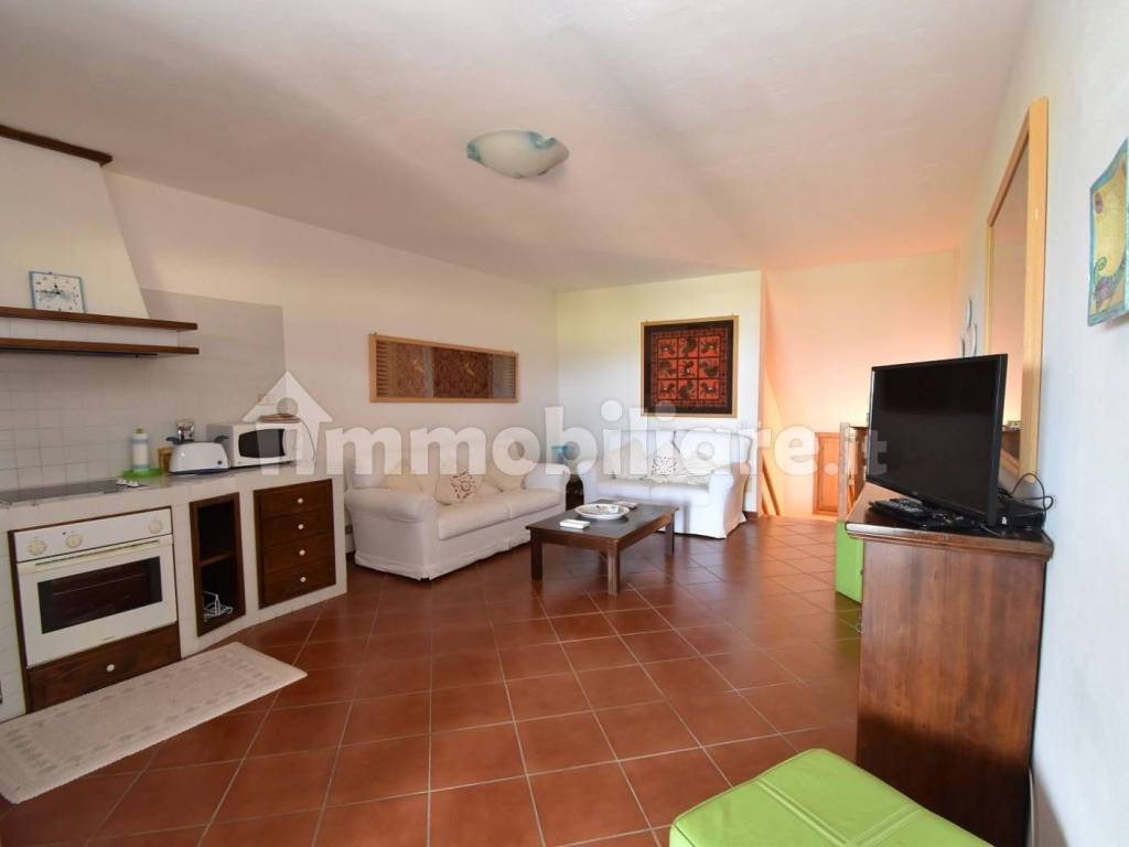 zona living con cucina in muratura