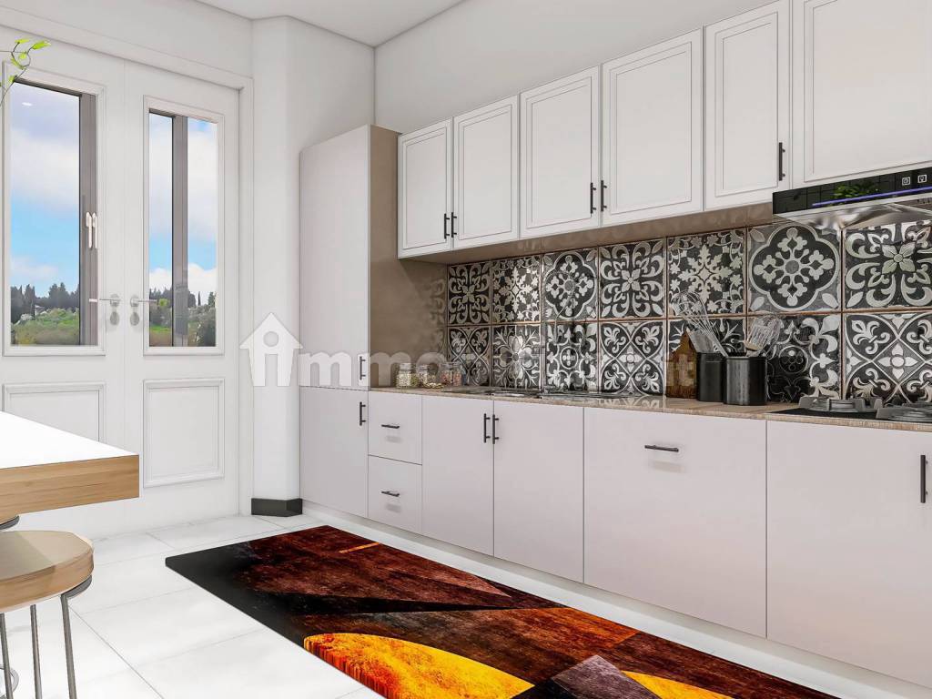 Rendering cucina con veranda