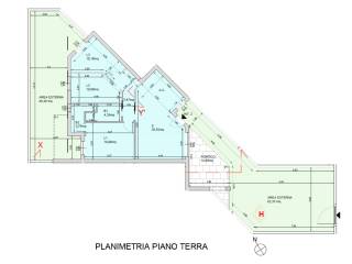 planimetria quadrilocale con giardino