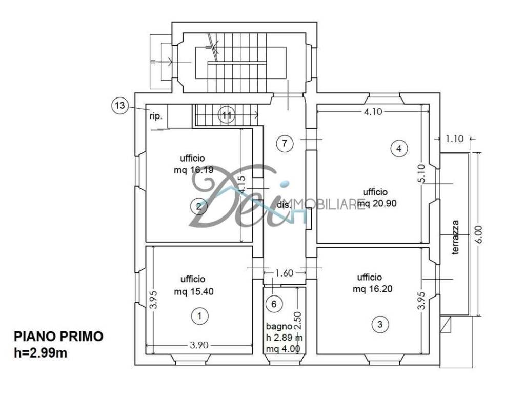 Planimetria piano primo 