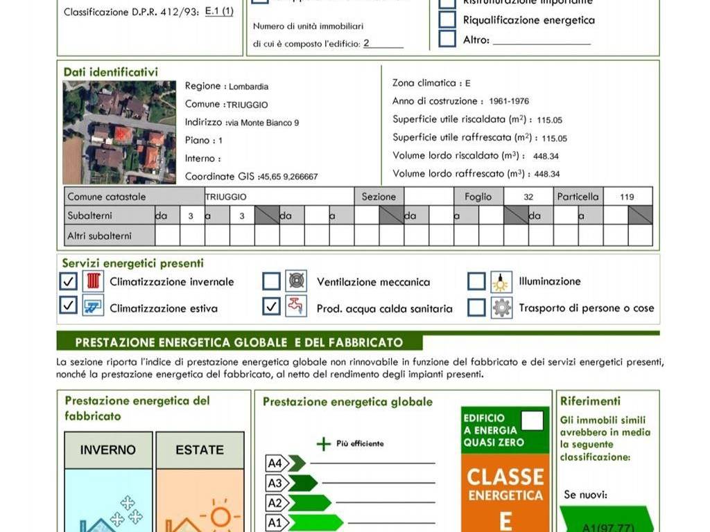 Classificazione energetica piano primo