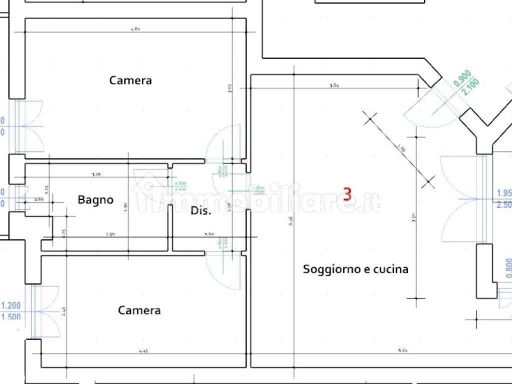 esempio piantina quotata 3 locali piano terra 