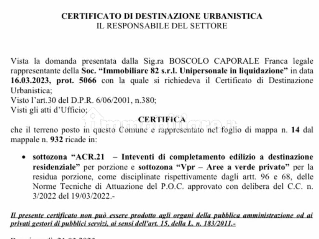 Certificato di destinazione urbanistica