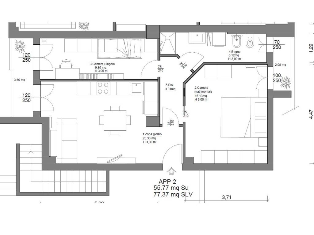 Planimetria trilocale