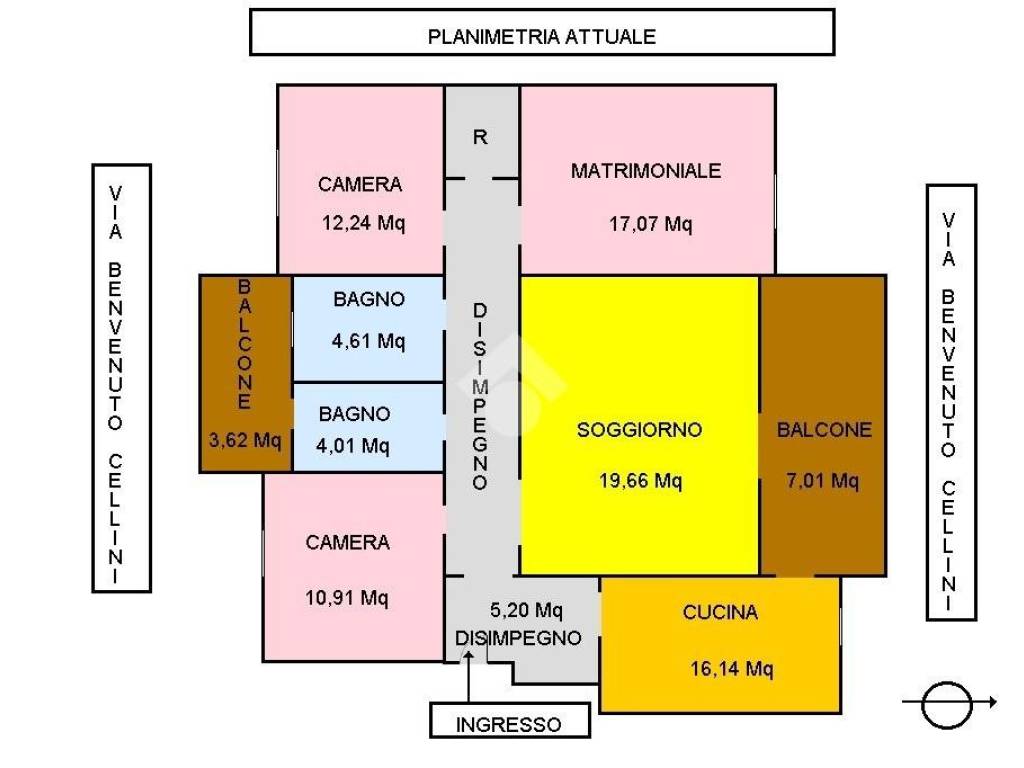 PIANTINA ATTUALE CON LE MISURE