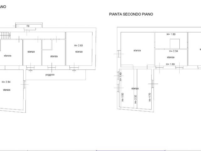 Planimetria piano primo e piano secondo