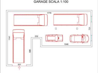 piantina con misure e n. 3 camper e n. 2 auto