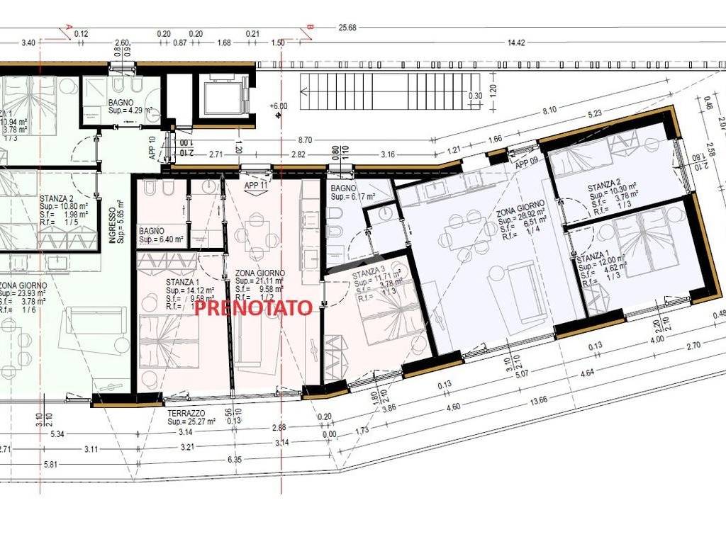 Pianta terzo piano con misure interne