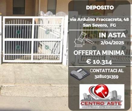 Magazzino o deposito all'asta via arduino fraccacreta, 71016 san severo italia, san severo