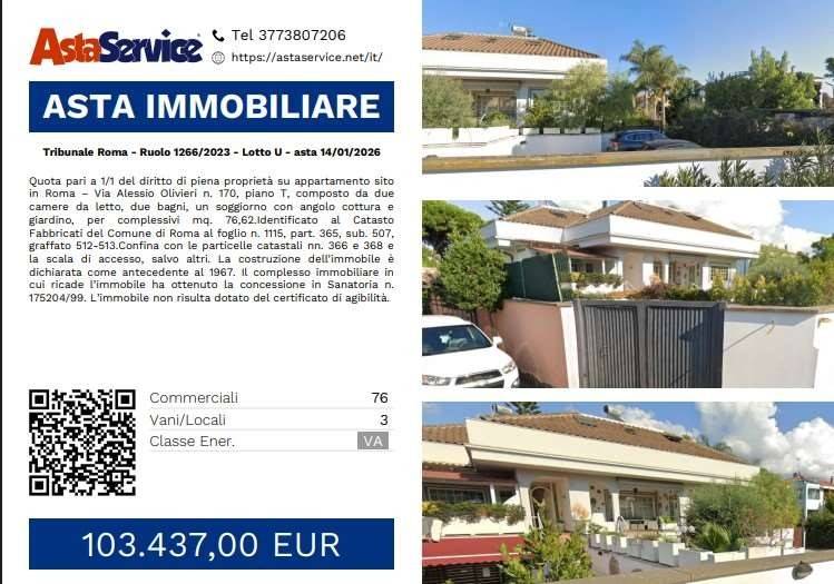 Appartamento all'asta via Alessio Olivieri 170, Roma